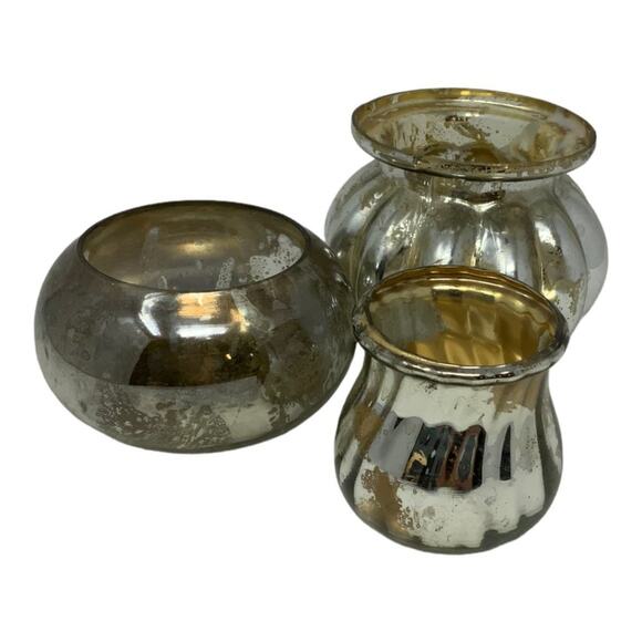 Anthropologie Set of 3 Mercury Glass Votive Candle Holders - Picture 1 of 3